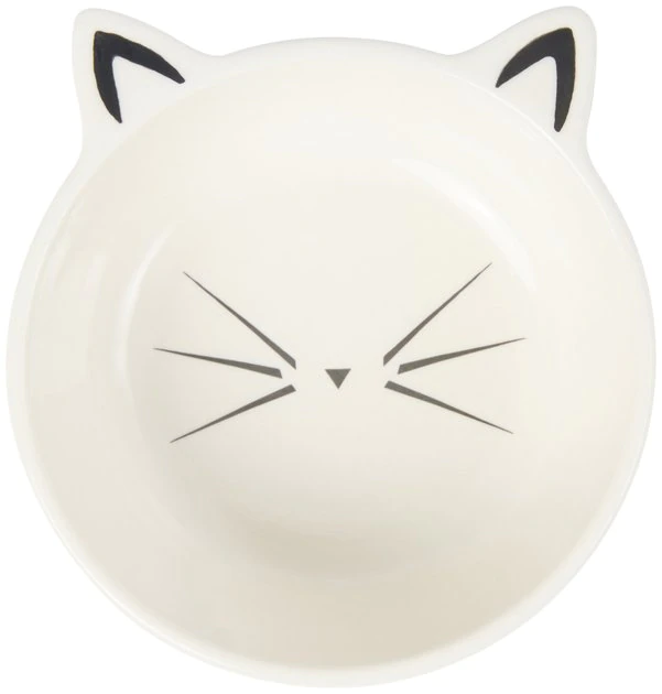 Frisco Cat Face Non-skid Ceramic Dog Bowl, White, 1.25 Cups 3 Frisco Cat Face Non-skid Ceramic Dog Bowl, White, 1.25 Cups