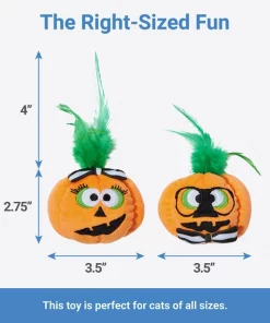 Frisco Halloween Nerdy Jack-o-Lanterns Plush Cat Toy with Catnip, 2 count -Pet Food Gear Shop 270313 PT1. SY630 V1626285076