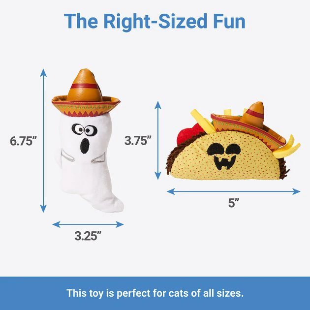 Frisco Halloween Fiesta Ghost & Taco Plush Cat Toy with Catnip, 2 count 4 Frisco Halloween Fiesta Ghost & Taco Plush Cat Toy with Catnip, 2 count - Image 2