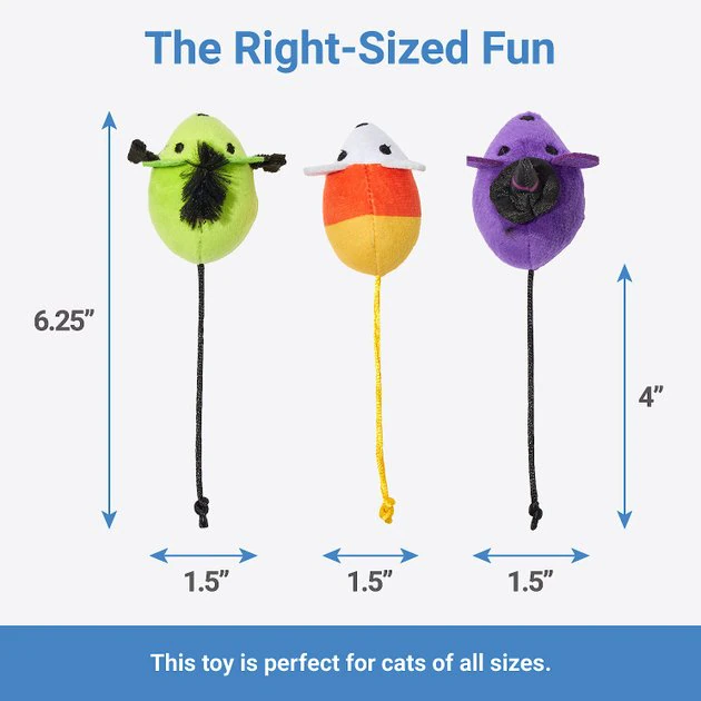 Frisco Halloween Mice Plush Cat Toy with Catnip, 3 count 4 Frisco Halloween Mice Plush Cat Toy with Catnip, 3 count - Image 2