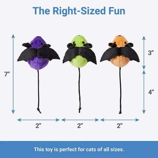 Frisco Halloween Bat Mice Plush Cat Toy with Catnip, 5 count 4 Frisco Halloween Bat Mice Plush Cat Toy with Catnip, 5 count - Image 2