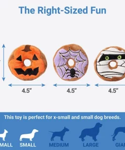 Frisco Halloween Donuts Plush Squeaky Dog Toy, 3 count -Pet Food Gear Shop 270369 PT1. SY630 V1626284187