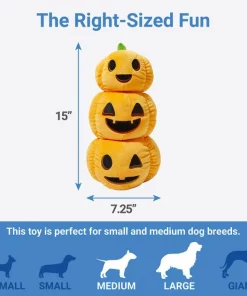 Frisco Halloween Jack-o-Lantern Tower Bottle Cruncher Plush Squeaky Dog Toy -Pet Food Gear Shop 270476 PT1. SY630 V1626285367