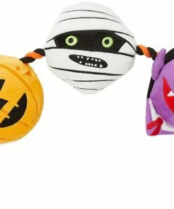 Frisco Halloween Haunted Friends Plush with Rope Squeaky Dog Toy
