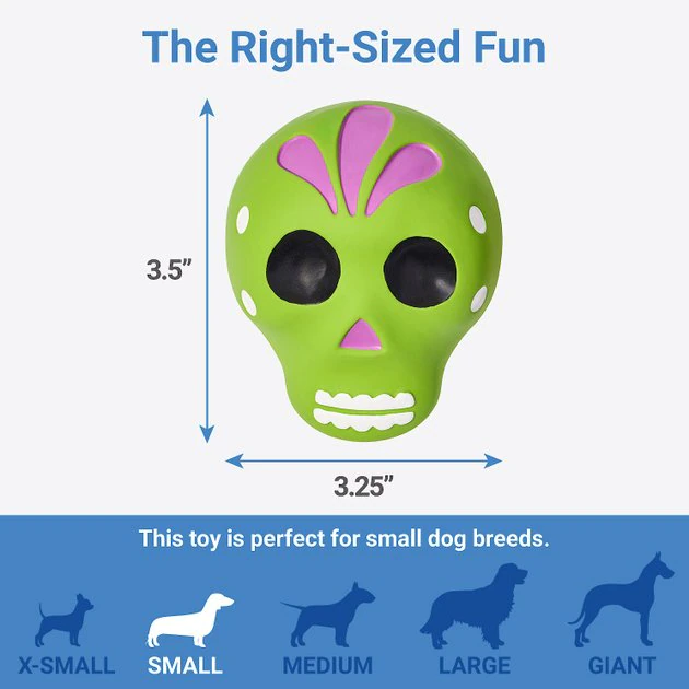 Frisco Halloween Sugar Skulls Latex Squeaky Dog Toy, 2 count 4 Frisco Halloween Sugar Skulls Latex Squeaky Dog Toy, 2 count - Image 2