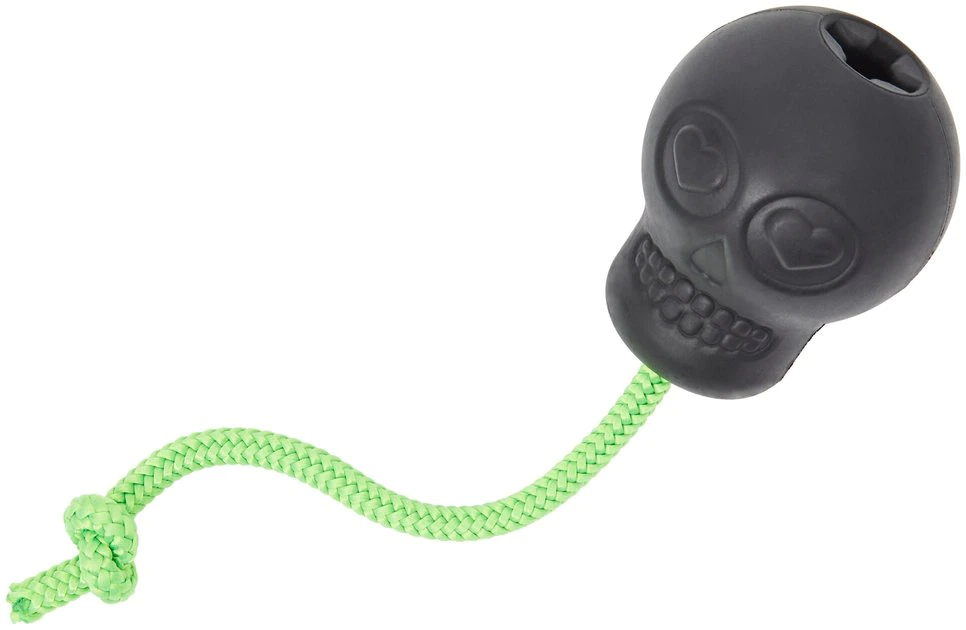 Frisco Skull with Rope Rubber Dog Toy 3 Frisco Skull with Rope Rubber Dog Toy