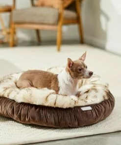Frisco Faux Fur Velvet Round Bolster Cat & Dog Bed