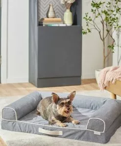 Frisco Chambray Orthopedic Sofa Bolster Dog Bed w/Removable Cover