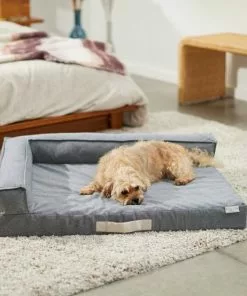 Frisco Chambray Orthopedic Corner Sofa Bolster Dog Bed w/Removable Cover