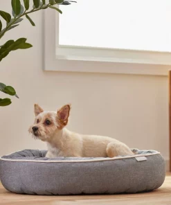 Frisco Chambray Oval Bolster Cat & Dog Bed