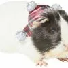 Frisco Red Plaid Guinea Pig Ruffle Collar with Pom Poms, One Size