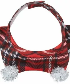 Frisco Red Plaid Guinea Pig Ruffle Collar with Pom Poms, One Size -Pet Food Gear Shop 276180 PT4. SY630 V1631303135