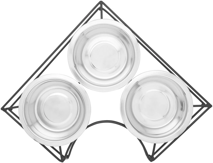 Frisco Straight Triple Corner Feeder Dog & Cat Stainless Steel Bowl 6 Frisco Straight Triple Corner Feeder Dog & Cat Stainless Steel Bowl - Image 4