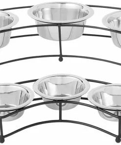 Frisco Curved Triple Feeder Stainless Steel Dog & Cat Bowl -Pet Food Gear Shop 277562 PT5. SY630 V1627936115