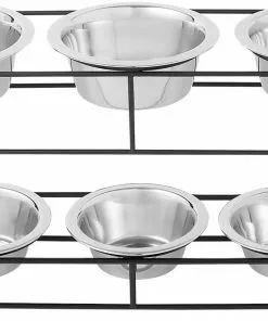 Frisco Straight Triple Feeder Stainless Steel Dog & Cat Bowl -Pet Food Gear Shop 277568 PT5. SY630 V1627936036