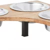 Frisco Corner Wooden Triple Elevated Dog & Cat Bowls -Pet Food Gear Shop 277573 MAIN. SY630 V1627933874