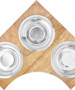 Frisco Corner Wooden Triple Elevated Dog & Cat Bowls -Pet Food Gear Shop 277573 PT4. SY630 V1627935017