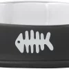 Frisco Fish Bone Print Non-Skid Stainless Steel Cat Bowl