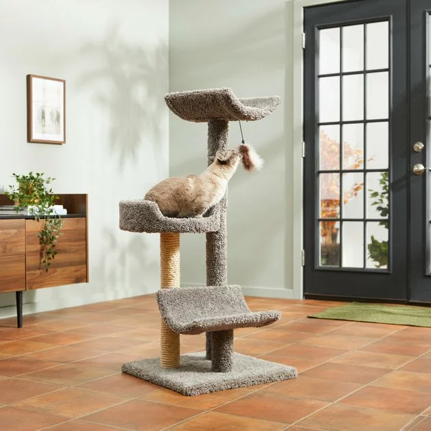 Frisco 45-in Real Carpet Cat Tree, Gray 3 Frisco 45-in Real Carpet Cat Tree, Gray