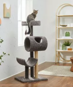 Frisco 53-in Real Carpet Cat Tree with Tunnel
