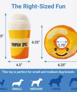 Frisco Fall Pumpkin Pie Latte & Donut Plush Squeaky Dog Toy, 2 count -Pet Food Gear Shop 285611 PT1. SY630 V1633969282