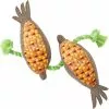 Frisco Fall Harvest Corn Plush with Rope Plush with Rope Squeaky Dog Toy