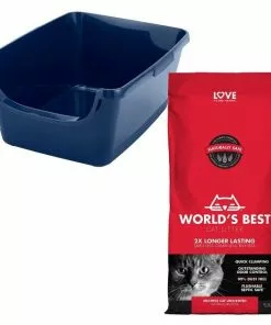 Frisco||World's Best Frisco High Sided Litter Box + World's Best Multi-Cat Unscented Clumping Corn Cat Litter