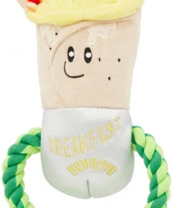 Frisco Brunch Breakfast Burrito Plush with Rope Squeaky Dog Toy