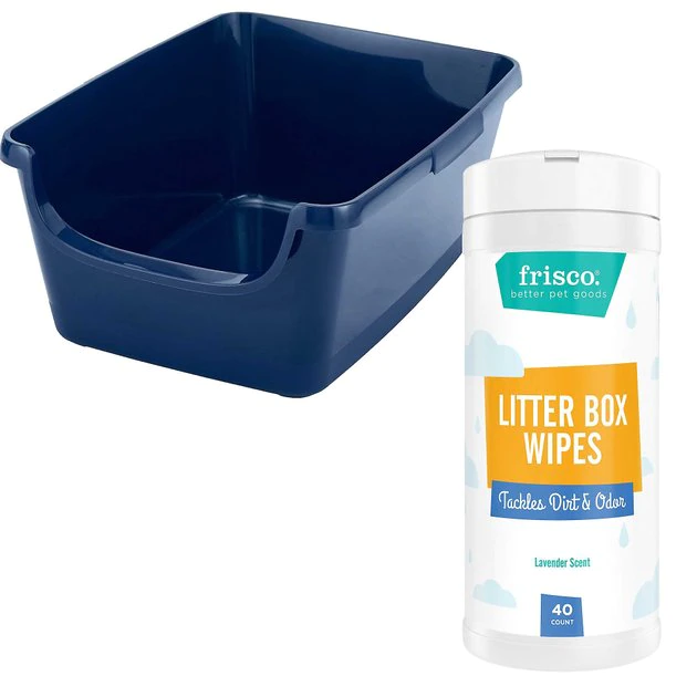 Frisco High Sided Cat Litter Box, Navy, Extra Large 24-in + Frisco Litter Box Cleaning Wipes, 40 count 3 Frisco High Sided Cat Litter Box, Navy, Extra Large 24-in + Frisco Litter Box Cleaning Wipes, 40 count