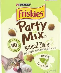 Friskies||Frisco Friskies Party Mix Natural Yums Catnip Flavor Cat Treats, 6-oz bag + Frisco Melamine Dog & Cat Treat Jar with Bamboo Lid, 8 Cups -Pet Food Gear Shop 298032 PT1. SY630 V1621270349