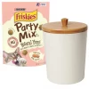 Friskies||Frisco Friskies Party Mix Natural Yums With Real Salmon Cat Treats, 6-oz pouch + Frisco Melamine Dog & Cat Treat Jar with Bamboo Lid, 8 Cups