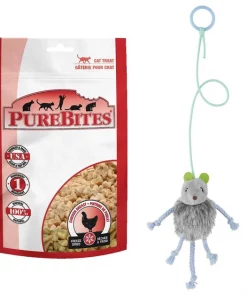 PureBites||Frisco PureBites Chicken Breast Freeze-Dried Raw Cat Treats, 2.3-oz bag + Frisco Bouncy Mouse Cat Toy, Blue