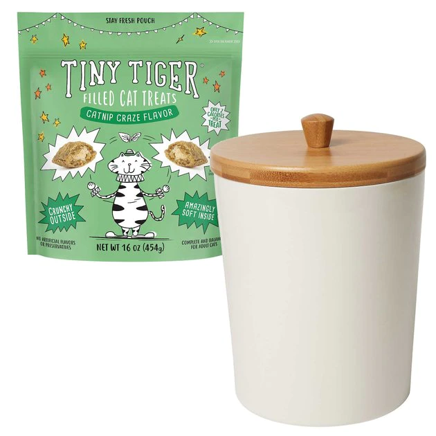Tiny Tiger||Frisco Tiny Tiger Catnip Craze Flavor Filled Cat Treats, 16-oz bag + Frisco Melamine Dog & Cat Treat Jar with Bamboo Lid, 8 Cups 3 Tiny Tiger||Frisco Tiny Tiger Catnip Craze Flavor Filled Cat Treats, 16-oz bag + Frisco Melamine Dog & Cat Treat Jar with Bamboo Lid, 8 Cups