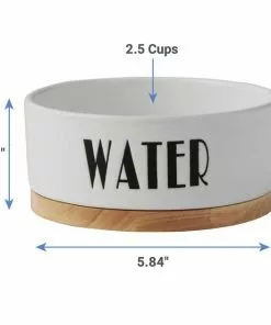 Frisco Ceramic Bowl with Wood Base, 2.5 Cups + Treat Jar, 4 Cups -Pet Food Gear Shop 302412 PT2. SY630 V1623062247