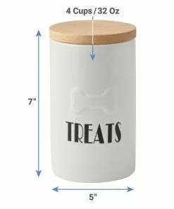 Frisco Ceramic Bowl with Wood Base, 2.5 Cups + Treat Jar, 4 Cups -Pet Food Gear Shop 302412 PT6. SY630 V1623085958