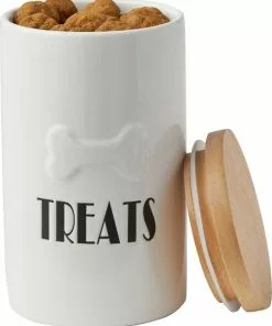 Frisco Ceramic Dog Bowl with Wood Base, 2.5 Cups + Treat Jar, 4 Cups -Pet Food Gear Shop 302418 PT6. SY630 V1623075451