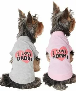 Frisco I Love Daddy + I Love Mommy Dog & Cat T-Shirt, Pink