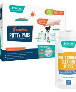 Frisco Dog Training & Potty Pads, 22 x 23-in, 150 count, Unscented + Multi-Surface Cleaning Citrus Scented Wipes