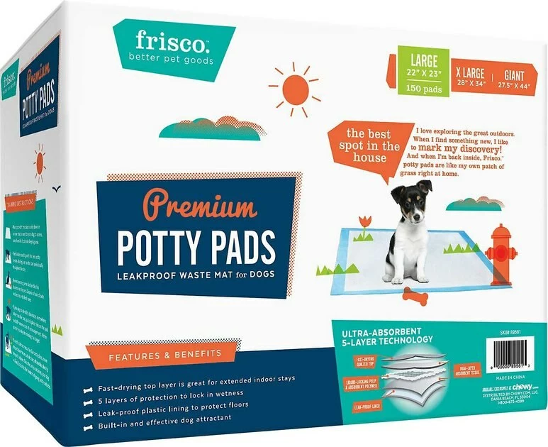 Frisco Dog Training & Potty Pads, 22 x 23-in, 150 count, Unscented + Multi-Surface Cleaning Citrus Scented Wipes 4 Frisco Dog Training & Potty Pads, 22 x 23-in, 150 count, Unscented + Multi-Surface Cleaning Citrus Scented Wipes - Image 2