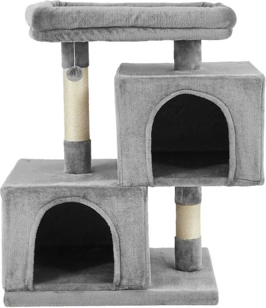 Frisco Self Warming Bolster Round Bed, Gray + 33-in Faux Fur Cat Tree & Condo, Gray 7 Frisco Self Warming Bolster Round Bed, Gray + 33-in Faux Fur Cat Tree & Condo, Gray - Image 5