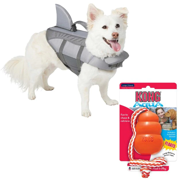Frisco||KONG Frisco Shark Life Jacket + KONG Aqua Dog Toy, Medium 3 Frisco||KONG Frisco Shark Life Jacket + KONG Aqua Dog Toy, Medium