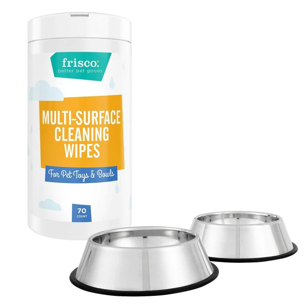 Frisco Stainless Steel Bowl, 4.75-cup, 2 count + Pet Toy & Bowl Cleaning Wipes 3 Frisco Stainless Steel Bowl, 4.75-cup, 2 count + Pet Toy & Bowl Cleaning Wipes