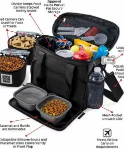 Mobile Dog Gear||Frisco Mobile Dog Gear Week Away Tote Travel Bag, Black, Medium/Large + Frisco Hypoallergenic Grooming Wipes with Aloe for Dogs & Cats, Unscented, 50 count -Pet Food Gear Shop 303696 PT2. SY630 V1623068247