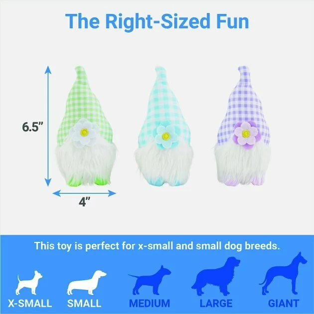 Frisco Easter Gnomes Plush Squeaky Dog Toy, 3 count 4 Frisco Easter Gnomes Plush Squeaky Dog Toy, 3 count - Image 2