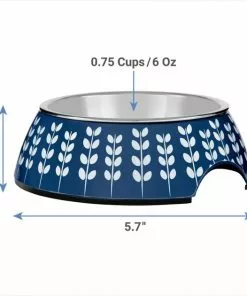 Frisco Leaf Design Stainless Steel Dog & Cat Bowl, Blue -Pet Food Gear Shop 311979 PT1. SY630 V1642541770