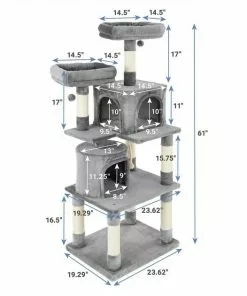 Frisco 61-in Faux Fur Tree & Condo, Gray + 38-in Cat Tree & Condo, Top Perch & Toy, Gray 13 Frisco 61-in Faux Fur Tree & Condo, Gray + 38-in Cat Tree & Condo, Top Perch & Toy, Gray -Pet Food Gear Shop 318964 PT2. SY630 V1630367789
