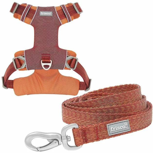 Frisco Outdoor Lightweight Ripstop Nylon Harness, Flamepoint Orange, Large, Neck: 18 to 28-in, Girth 24 to 34-in + Heathered Dog Leash, Flamepoint Orange, Large - Length: 6-ft, Width: 1-in 3 Frisco Outdoor Lightweight Ripstop Nylon Harness, Flamepoint Orange, Large, Neck: 18 to 28-in, Girth 24 to 34-in + Heathered Dog Leash, Flamepoint Orange, Large - Length: 6-ft, Width: 1-in