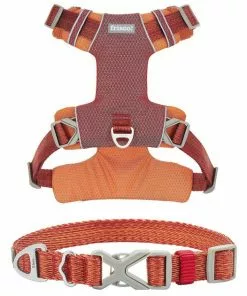 Frisco Outdoor Lightweight Ripstop Nylon Harness, Flamepoint Orange, Large, Neck: 18 to 28-in, Girth 24 to 34-in + Heathered Nylon Collar, Flamepoint Orange, Large, Neck: 18 -26-in, Width: 1-in