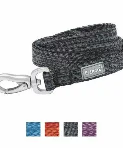 Frisco Outdoor Lightweight Ripstop Nylon Harness, Storm Gray, Small, Neck: 13 to 19-in, Girth: 16 to 22-in + Heathered Dog Leash, Midnight Black, SM - Length: 6-ft, Width: 5/8-in -Pet Food Gear Shop 319208 PT6. SY630 V1631159181
