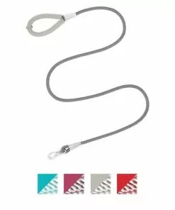 Frisco Outdoor Woven Jacquard Nylon Dog Collar, Forest Green, Medium - Neck: 14-20-in, Width: 3/4-in + Ultra Reflective Rope Leash With Padded Handle, Stone Gray, 6 - ft -Pet Food Gear Shop 319472 PT5. SY630 V1631145096